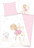 Herding Kinder-Wendebettwäsche Little Fairy Flanell rosa/weiß Gr. 135 x 200 + 80 x 80