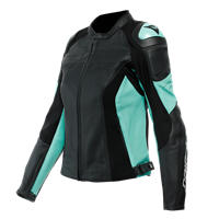 Dainese Racing 4 Lady Leather Jacket Perf. Black Acqua Green