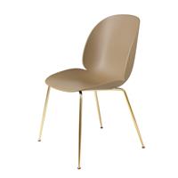 Gubi Beetle Stoel Un-upholstered Brass Base - Pebble Brown