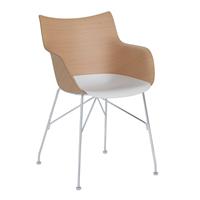 Kartell Q/Wood Armstoel Beuken - Licht hout / Chrome