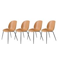 Gubi Beetle Stoel Un-upholstered Black Base - Set van 4/Amber Brown