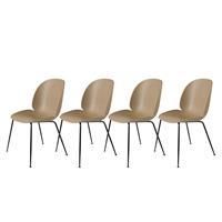 Gubi Beetle Stoel Un-upholstered Black Base - Set van 4/Pebble Brown