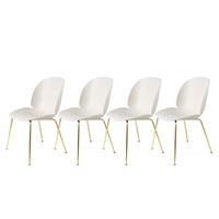 Gubi Beetle Stoel Un-upholstered Brass Base - Set van 4/Alabaster White