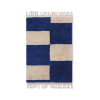 fermliving-collectie ferm LIVING-collectie Vloerkleed Mara handgeknoopt 80x120 cm bright blue - off white