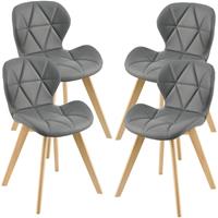 [EN.CASA] Esszimmerstuhl Älmhult 4-er Set 81x57 cm Kunstleder Grau