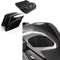 Craftride Set: Seitenkoffer Stretched LB für Harley Touring 94-13 mit Innentaschen + Tankpad seitlich Grip Pad M Seiten Tankpad Kniepad in schwarz