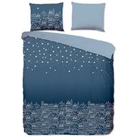 Good Morning Dekbedovertrek Flanel Night Blue-2-persoons (200 x 200/220 cm)