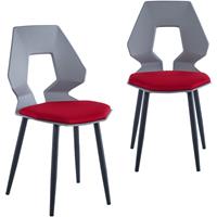 TRISENS 2er 4er Set Design Stühle Esszimmerstühle Küchenstühle Wohnzimmerstuhl Bürostuhl Kunststoff ,2 St., Grau / Bordeaux