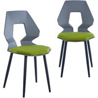 TRISENS 2er 4er Set Design Stühle Esszimmerstühle Küchenstühle Wohnzimmerstuhl Bürostuhl Kunststoff ,2 St., Grau / Dunkelgrün
