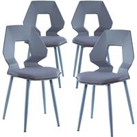 TRISENS 2er 4er Set Design Stühle Esszimmerstühle Küchenstühle Wohnzimmerstuhl Bürostuhl Kunststoff ,4 St., Grau / Grau