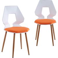 TRISENS 2er 4er Set Design Stühle Esszimmerstühle Küchenstühle Wohnzimmerstuhl Bürostuhl Kunststoff ,2 St., Weiß / Orange