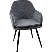 TRISENS Esszimmerstühle Design Stuhl mit Arm-Rücklehne Wohnzimmerstuhl Polsterstuhl Samt,Dunkelgrau, 1 St.