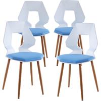 TRISENS 2er 4er Set Design Stühle Esszimmerstühle Küchenstühle Wohnzimmerstuhl Bürostuhl Kunststoff ,4 St., Weiß / Hellblau