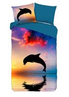 Good Morning dekbedovertrek Dolphin 135 x 200 cm katoen blauw