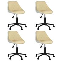 VidaXL Esszimmerstühle 4 Stk. Drehbar Creme und Weiß Kunstleder 