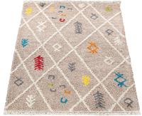 Paco Home Hoogpolig vloerkleed Wooly 285 Berber design, ruiten motief, zacht & behaaglijk, met franje, ideaal in de woonkamer & slaapkamer