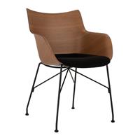 Kartell Q/Wood Soft Armstoel - Donker hout - Zwart / Zwart