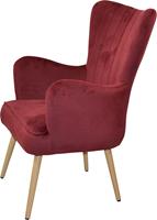 Home affaire Fauteuil Fauteuil met poten van stalen buis, houtkleuren naturel gelakt, geheel met schuimstof opgevuld, bekleding soft-fluweel