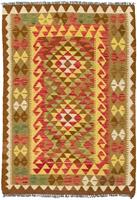 Morgenland Wollteppich Kelim Afghan Teppich handgewebt braun, rechteckig, 4 mm Höhe, Kurzflor