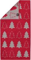 Cawö Handtücher Christmas Edition Tannenbäume bordeaux - 22 Handtücher rot Gr. 80 x 150