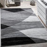 PACO HOME Designer Teppich Modern Geschwungene Wellen Linien Muster Kurzflor Meliert Grau in 60x100 cm