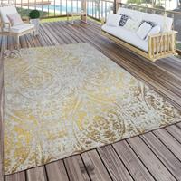 PACO HOME In- & Outdoor Teppich Modern Shabby Chic Stil Terrassen Teppich Gelb 60x100 cm