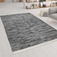PACO HOME Wohnzimmer-Teppich Aus Wolle Und Baumwolle, Handgewebtes Flachgewebe, Braun Weiß 60x110 cm
