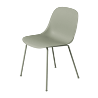 Muuto Fiber Side Chair Stoel, stalen poten Saliegroen