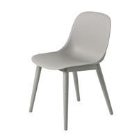 Muuto Fiber Side Chair Stoel, houten poten Grijs