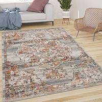 PACO HOME Teppich Wohnzimmer Kurzflor Vintage Pastell Orient Muster Mit Bordüre Grau Braun 160x230 cm