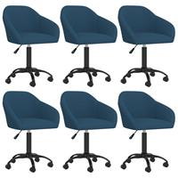 vidaXL Eetkamerstoelen draaibaar 6 st fluweel blauw