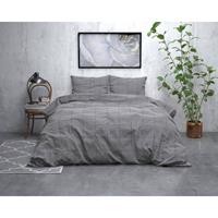 Sleeptime Flanel Dekbedovertrek Deep Check Grey-1-persoons (140 x 200/220 cm)