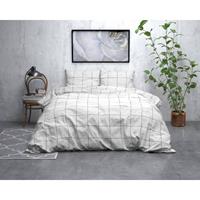 Sleeptime Flanel Dekbedovertrek Deep Check White-Lits-jumeaux (240 x 200/220 cm)