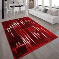 PACO HOME Designer Teppich Modern Trendiger Kurzflor Teppich in Rot Creme Meliert 70x140 cm