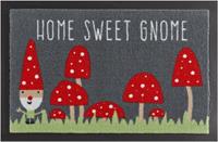HANSE Home Mat Home Sweet Gnome met spreuk, met tekst, antislip, wasbaar, gedessineerd, robuust, gemakkelijk in onderhoud, ingang,