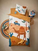 VERTBAUDET Set dekbedovertrek + kussensloop voor kinderen WILD SAHARA Oeko-Tex camel / meerkleurig