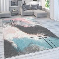 Paco Home Vloerkleed Petit 481 Korte pool, modern abstract motief, pastelkleuren, ideaal in de woonkamer & slaapkamer