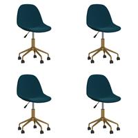 vidaXL Eetkamerstoelen draaibaar 4 st fluweel blauw