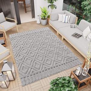 Carpet City Teppich SANTORINI 58377, rechteckig, 5 mm Höhe, 3D-Design: Flor erzeugt ein Hoch-Tief-Effekt, In- und Outdoor geeignet