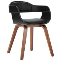 vidaXL Eetkamerstoelen 2 st gebogen hout en kunstleer zwart