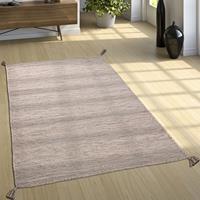 PACO HOME Designer Teppich Webteppich Kelim Handgewebt 100% Baumwolle Modern Meliert Beige 60x110 cm