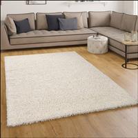 PACO HOME Shaggy Hochflor Langflor Teppich Sky Einfarbig in Creme 70x250 cm