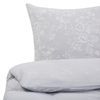 Beliani - Bettwäsche Set Grau Baumwolle Blumenmuster 3-teilig Überlänge für Doppelbett 200x220 cm 2 Kopfkissenbezüge und Deckenbezug mit