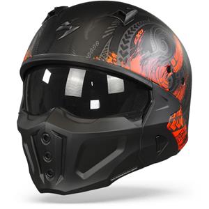 Scorpion Covert-X Tattoo Matt Black-Red Jet Helmet