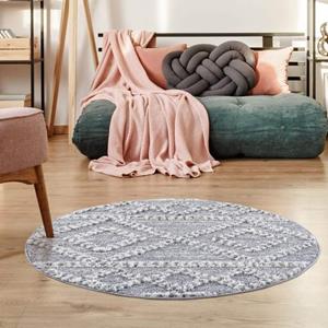 Carpet City Hochflor-Teppich Focus, rund, 20 mm Höhe, 3D-Optik, Boho-Stil, Wohnzimmer