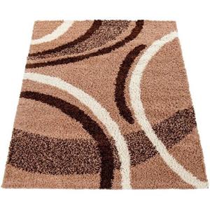 pacohome Shaggy Teppich Hochflor Langflor Gemustert in Braun Beige Creme 300x400 cm - Paco Home