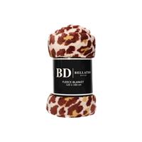 Bellatio Design Fleece plaid/deken/ kleedje panter dieren print 120 x 160 cm - Zeer zachte coral/ fluffy/ teddy - Warme panterprint plaids/dekens