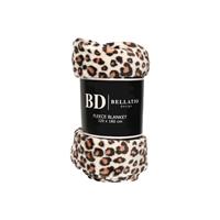 Bellatio Design Fleece plaid/deken/ kleedje luipaard dieren print 120 x 160 cm - Zeer zachte coral/ fluffy/ teddy fleece - Luipaardprint plaids