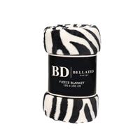 Bellatio Design Fleece plaid/deken/ kleedje zebra dieren print 120 x 160 cm - Zeer zachte coral/ fluffy/ teddy fleece - Warme plaids/dekens