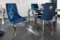 riess-ambiente Stuhl MODERN BAROCK - royalblau Samt mit silbernem Löwenkopf